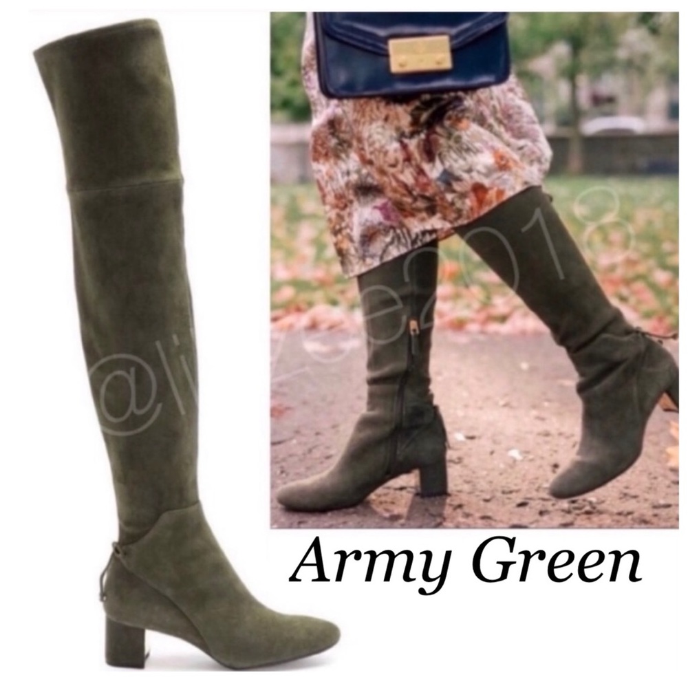 Tory Burch Laila Suede OTK Boot Army Green